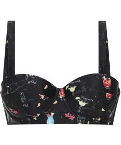 Collectif Cocktail Menu 50's Bikini Top Black New In