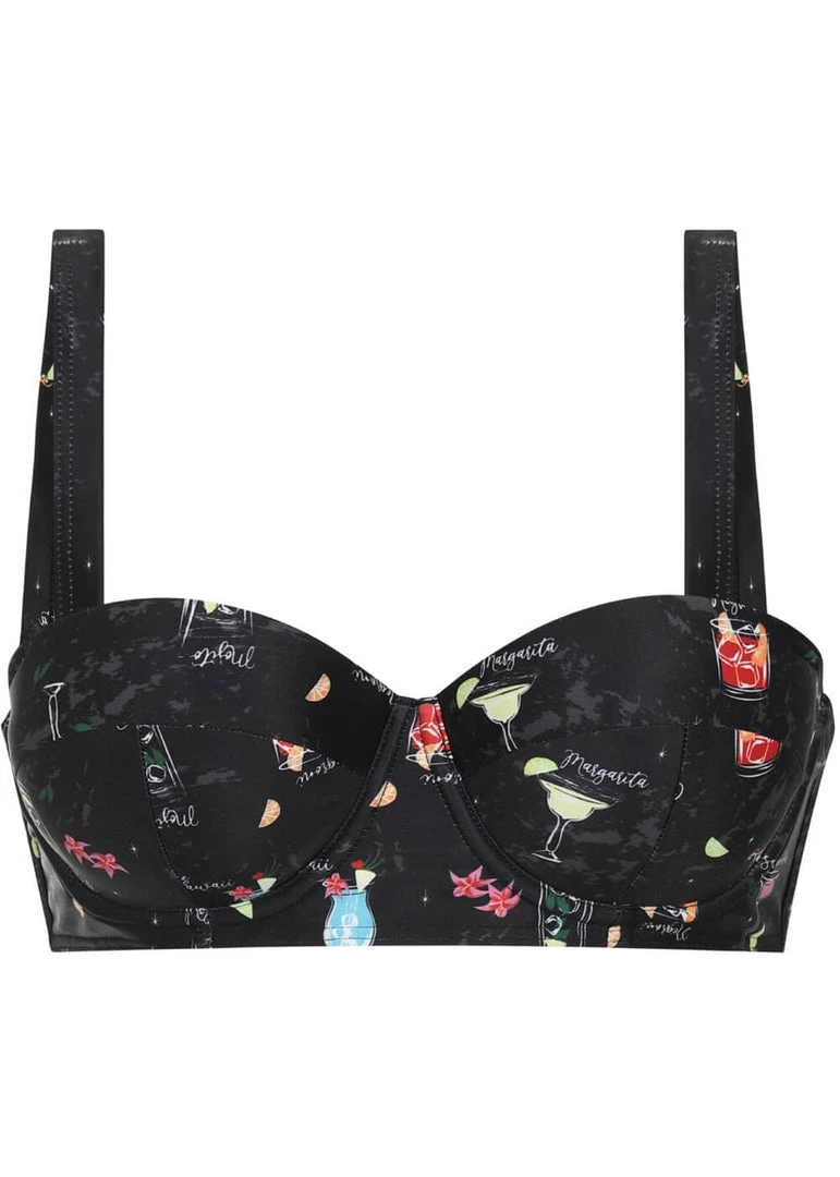 Collectif Cocktail Menu 50's Bikini Top Black New In