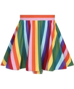 Collectif Rainbow Stripes 60's Bikini Briefs Skirt Multi New In