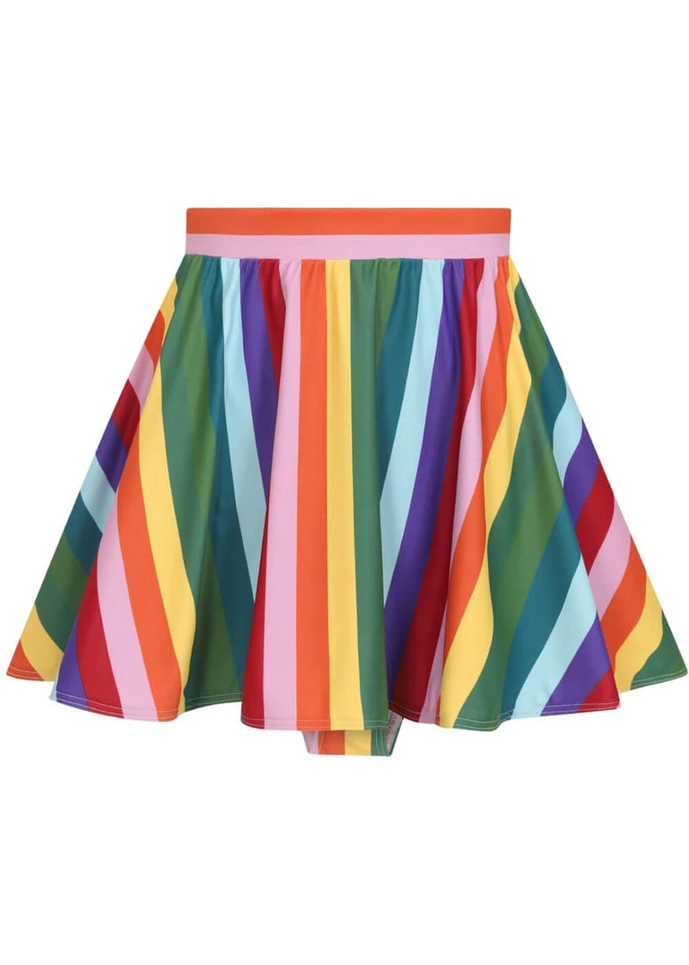 Collectif Rainbow Stripes 60's Bikini Briefs Skirt Multi New In