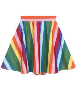 Collectif Rainbow Stripes 60's Bikini Briefs Skirt Multi New In