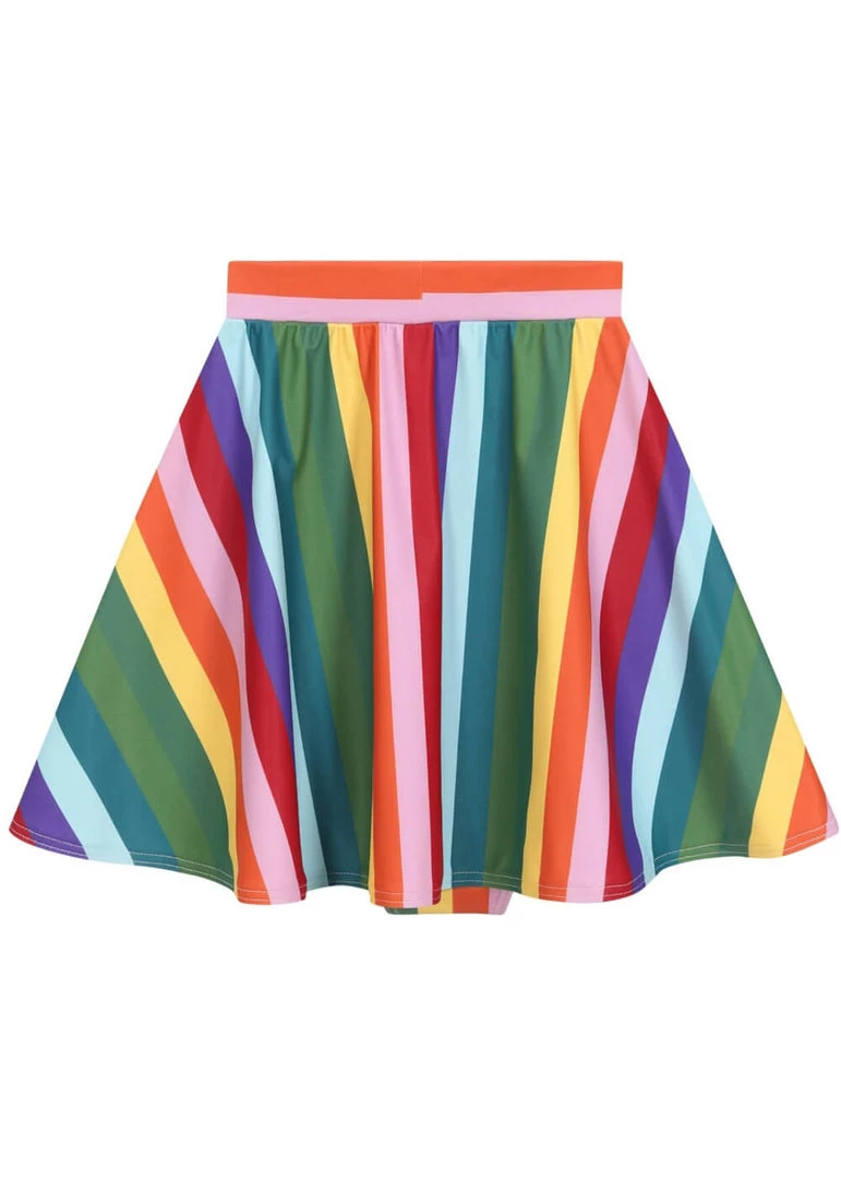 Collectif Rainbow Stripes 60's Bikini Briefs Skirt Multi New In