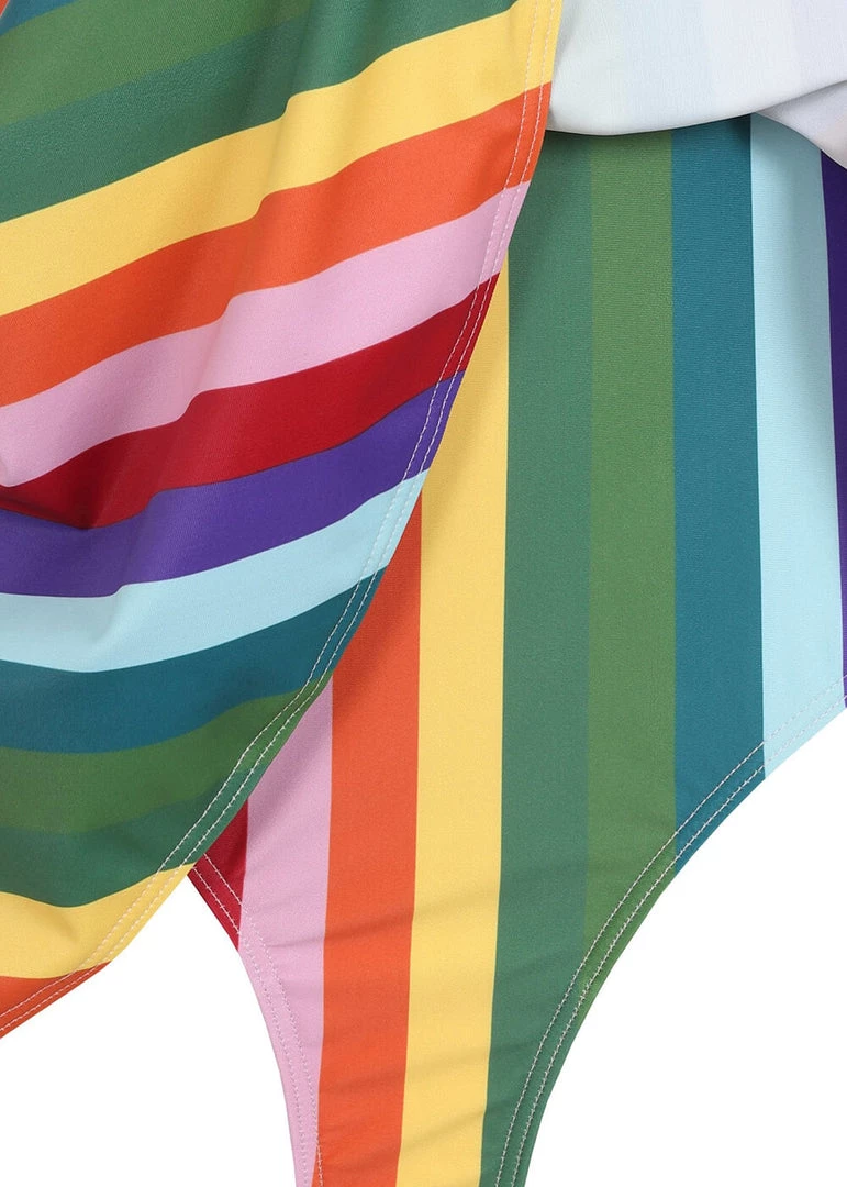 Collectif Rainbow Stripes 60's Bikini Briefs Skirt Multi New In