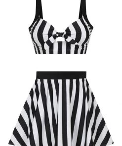 New In Collectif Beetle Stripe 60's Bikini Briefs Skirt Black White