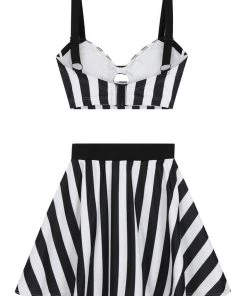New In Collectif Beetle Stripe 60's Bikini Briefs Skirt Black White