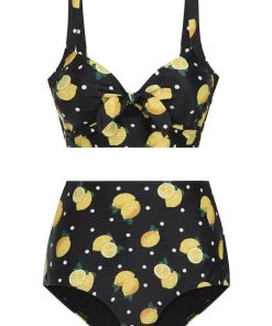 Collectif Lemon Polka 50's Bikini Brief Black