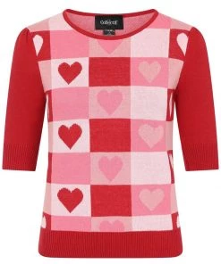 Collectif Chrissie Love Knitted Top Red