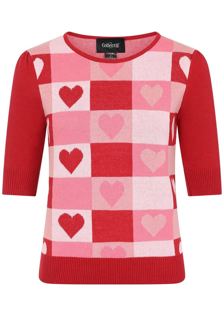 Collectif Chrissie Love Knitted Top Red