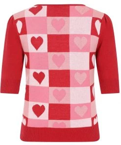 Collectif Chrissie Love Knitted Top Red