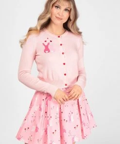 Collectif Jessie Some Bunny To Love 50's Cardigan Pink New In