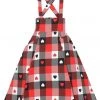 New In Collectif Alexa Heart Gingham 50's Swing Skirt Red