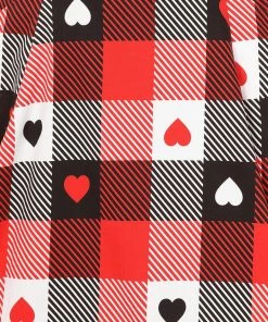 New In Collectif Alexa Heart Gingham 50's Swing Skirt Red