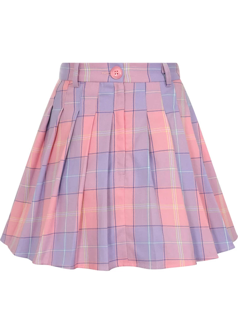 New In Collectif Daria Sweetheart Check Mini Skirt Pink