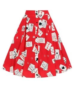 New In Collectif Megan Cat Croupier 50's Swing Skirt Red