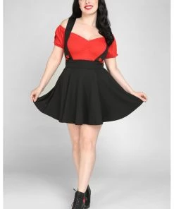 Collectif Klara Heart Suspender 60's Skater Skirt Black
