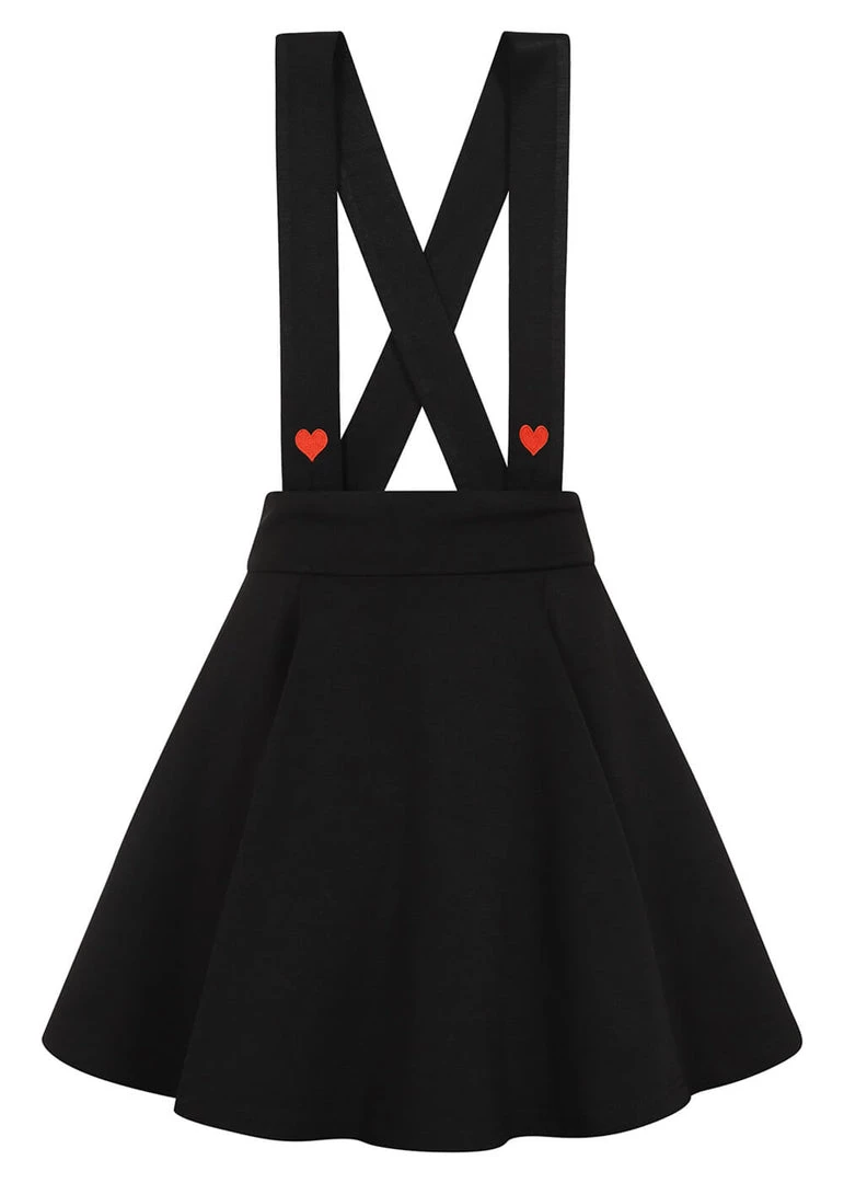 Collectif Klara Heart Suspender 60's Skater Skirt Black
