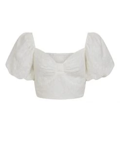 New In Collectif Amoura Broderie 70's Top White