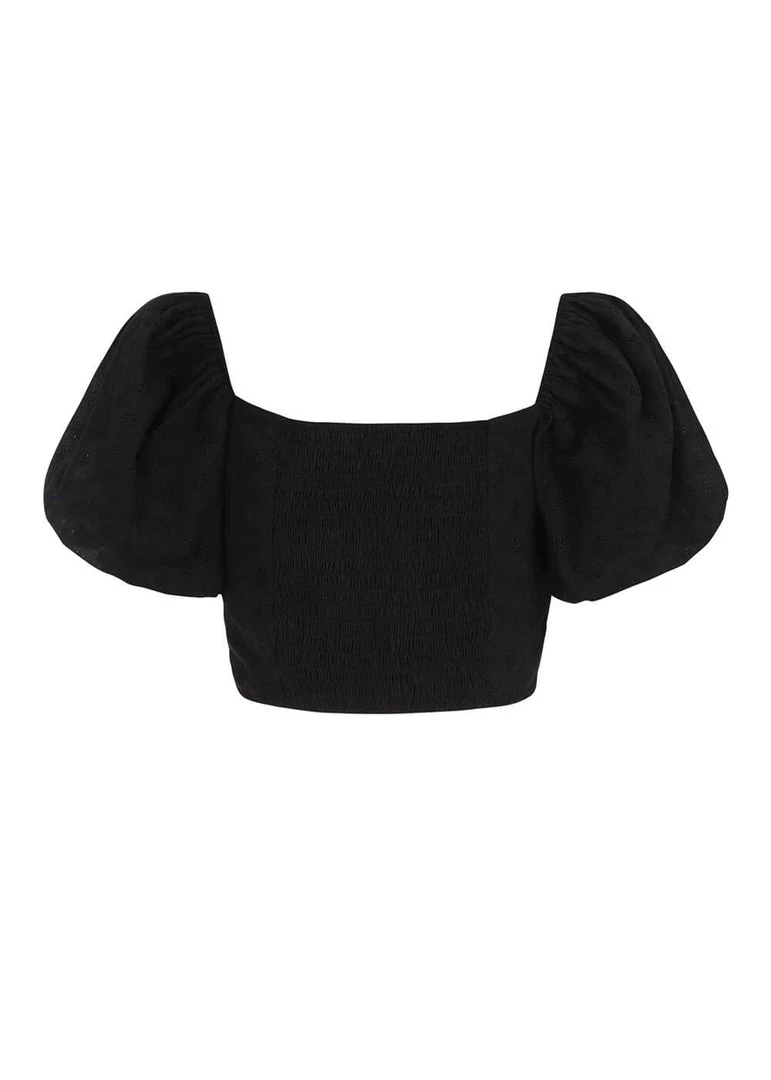 Collectif Amoura Broderie 70's Top Black