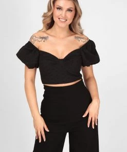 Collectif Amoura Broderie 70's Top Black