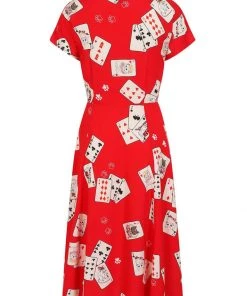 Collectif Liza Cat Croupier 40's Swing Dress Red New In