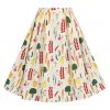 Collectif Marilu Vegetable Medley 50's Swing Skirt Cream New In