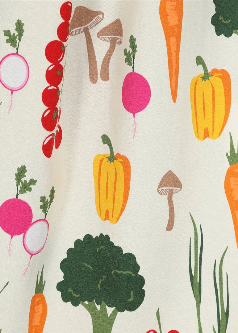 Collectif Marilu Vegetable Medley 50's Swing Skirt Cream New In