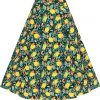 New In Collectif Clara Lemon Bloom 50's Midi Swing Skirt Teal