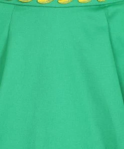Collectif Matilde Banana Trim 50's Swing Skirt Green New In