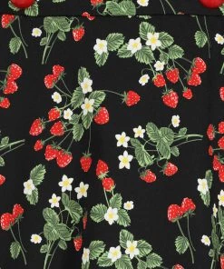 Collectif Luella Wild Strawberries 50's Swing Skirt Black New In