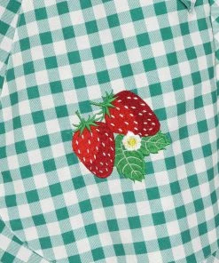 New In Collectif Veronica Strawberry Gingham 40's Swing Skirt Green