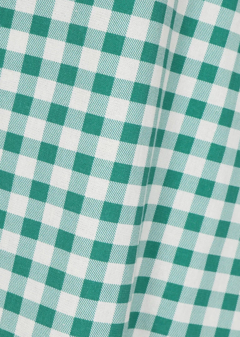 New In Collectif Veronica Strawberry Gingham 40's Swing Skirt Green