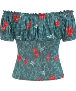 New In Collectif Viviana 50's Hummingbird Eden Top Teal