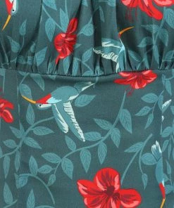 New In Collectif Viviana 50's Hummingbird Eden Top Teal