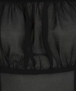 Collectif Agnes Mesh Ruched 60's Top Black New In