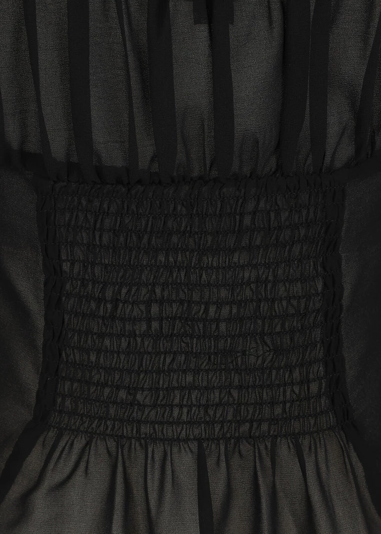 Collectif Agnes Mesh Ruched 60's Top Black New In