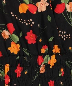 New In Collectif Angel Ditsy Tulip Bloom Top Black