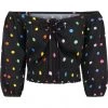 Collectif Stevie Rainbow Polka Dot 60's Top Black New In