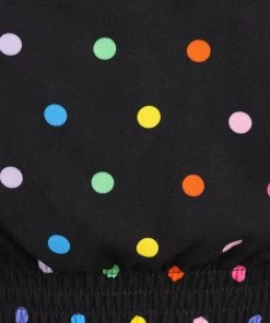 Collectif Stevie Rainbow Polka Dot 60's Top Black New In