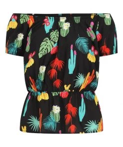 Collectif Aldea Cacti Forest 70's Top Black