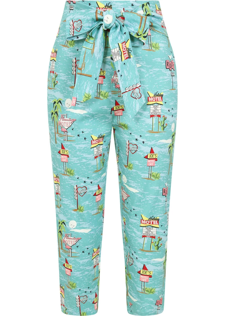 Collectif Eugenia Motel 50's Capris Trousers Blue New In