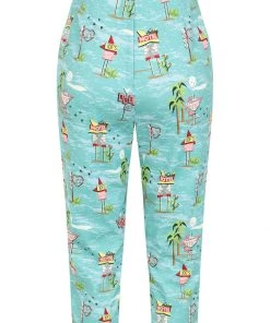 Collectif Eugenia Motel 50's Capris Trousers Blue New In