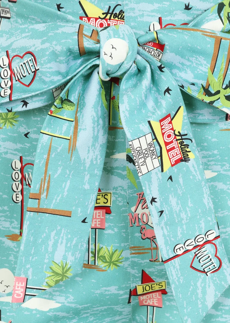 Collectif Eugenia Motel 50's Capris Trousers Blue New In