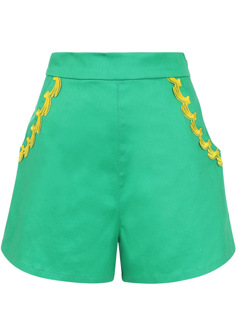 New In Collectif Emilia Banana Trim 50's Shorts Green
