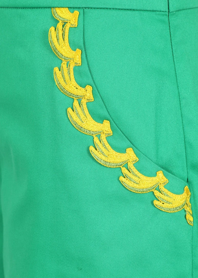 New In Collectif Emilia Banana Trim 50's Shorts Green