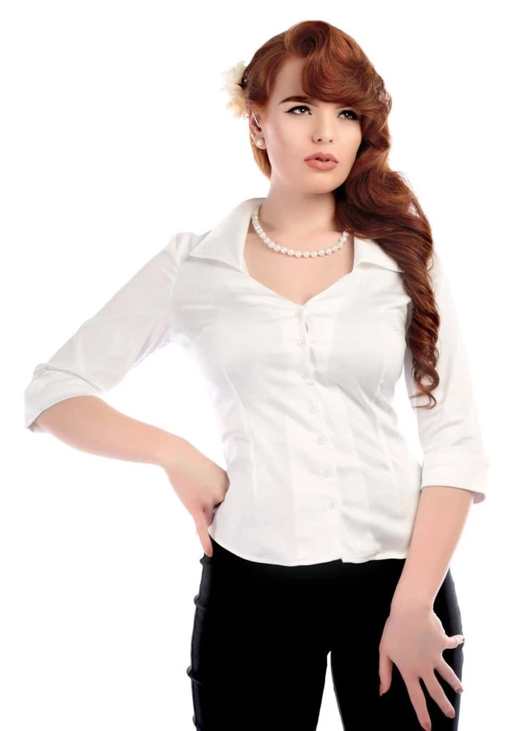 New In Collectif Mona 50's Shirt White