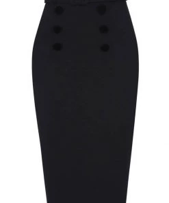 Collectif Agatha 50's Pencil Skirt Black New In