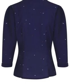 Collectif Andra Starry Polkadot 40's Blouse Navy Blue