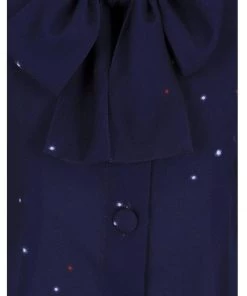 Collectif Andra Starry Polkadot 40's Blouse Navy Blue