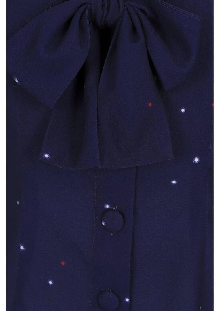 Collectif Andra Starry Polkadot 40's Blouse Navy Blue