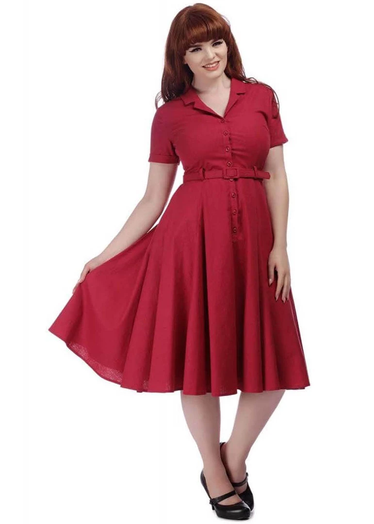 New In Collectif Caterina 40's Swing Dress Red